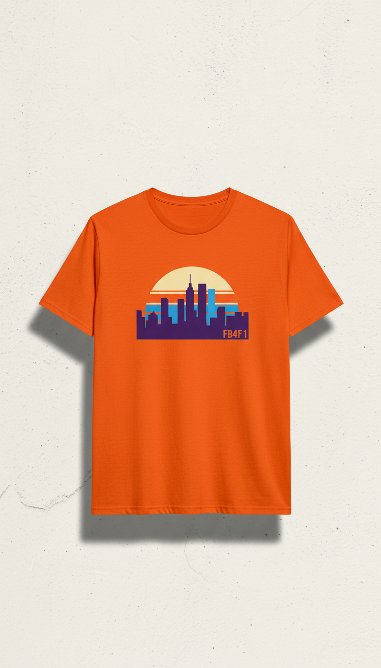 Vivid Orange Skyline Graphic Tee
